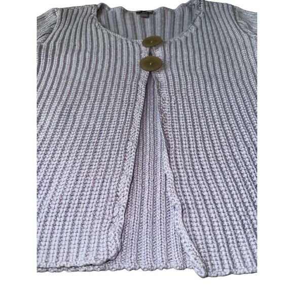 J.Jill 100% Cotton Lilac Knit 2 Button Front Mini Bell Sleeve sweater - Picture 6 of 11